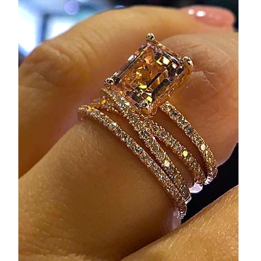 Rose gold Morganite diamond eternity ring